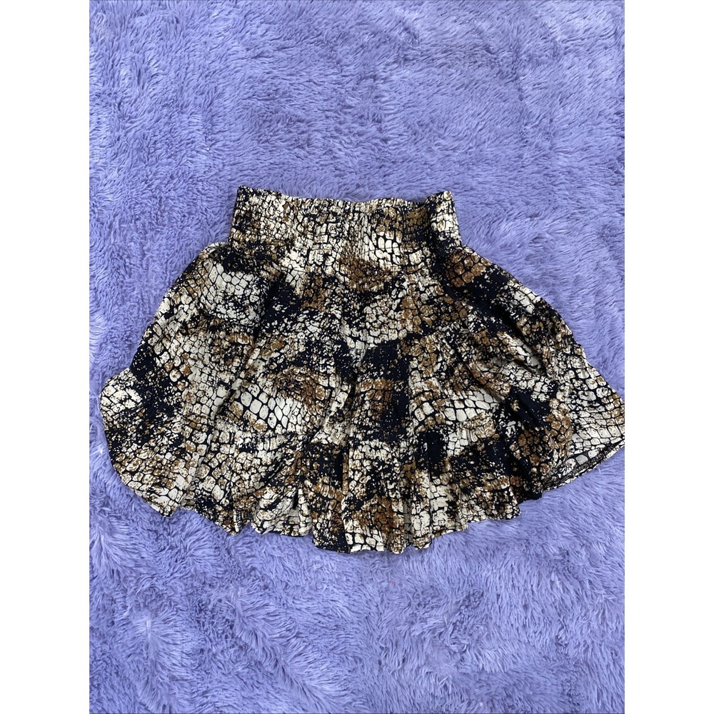 RUE 21 Mini Skirt Ruffle Snakeskin Print Sz S